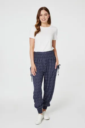 Ditsy Print High Waist Harem Trousers