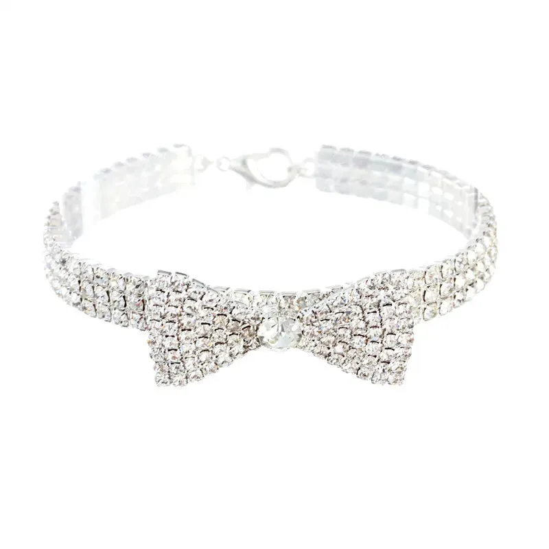 DIVA Pet Rhinestone Bowtie Pet Collar