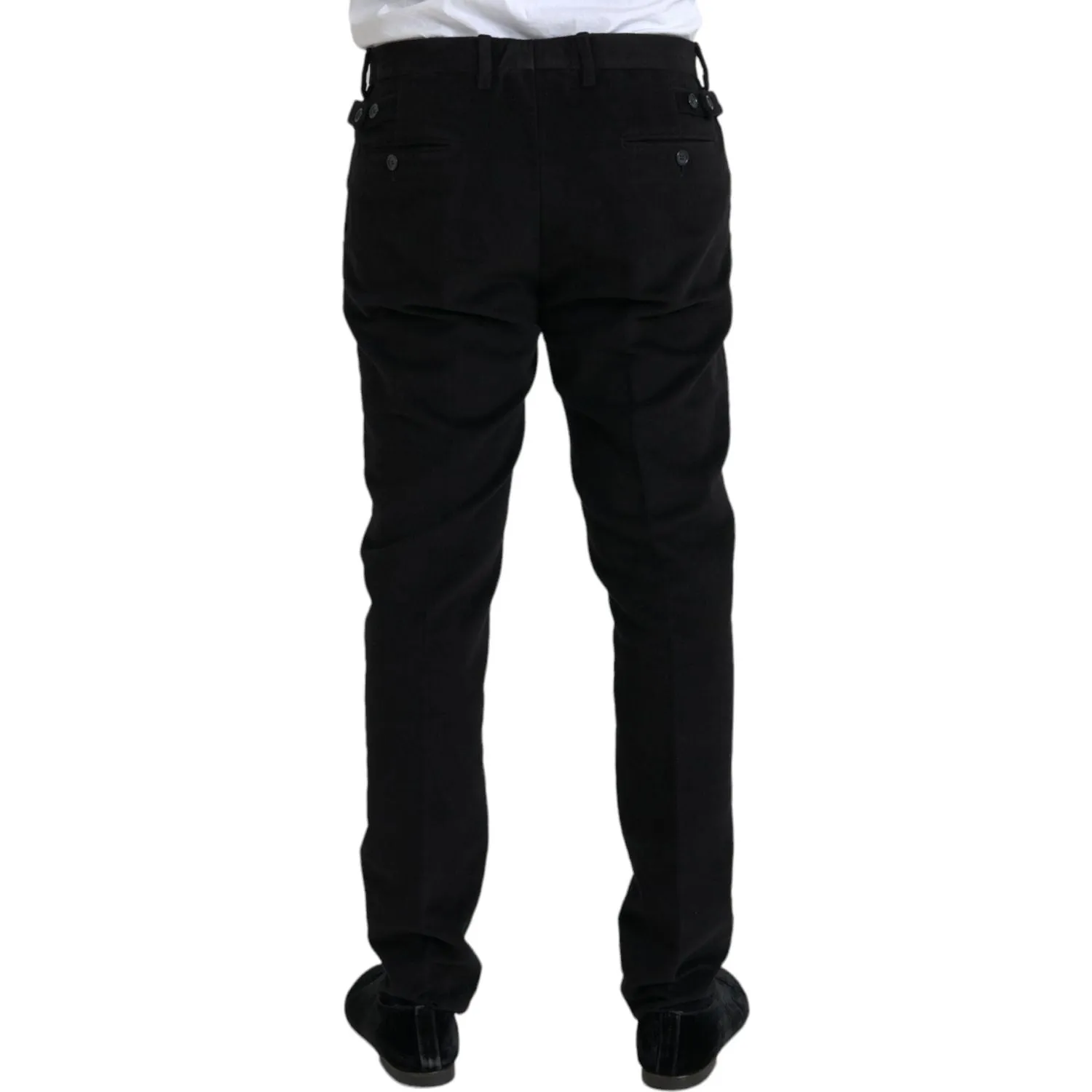 Dolce & Gabbana Black Cotton Velvet Skinny Pants