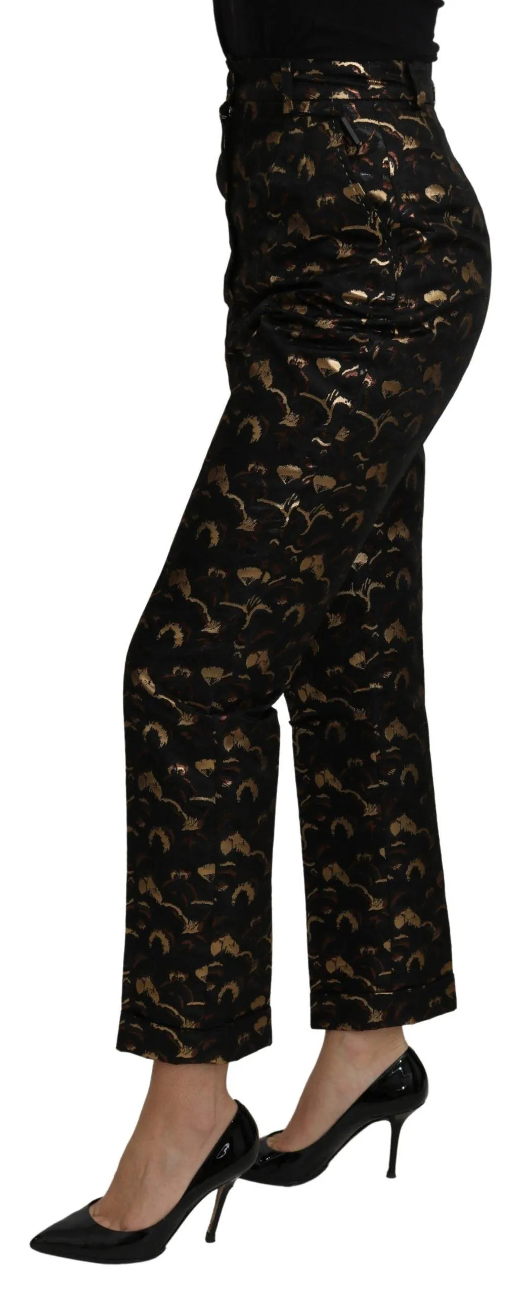 Dolce & Gabbana Black Gold Brocade High Waist Pants