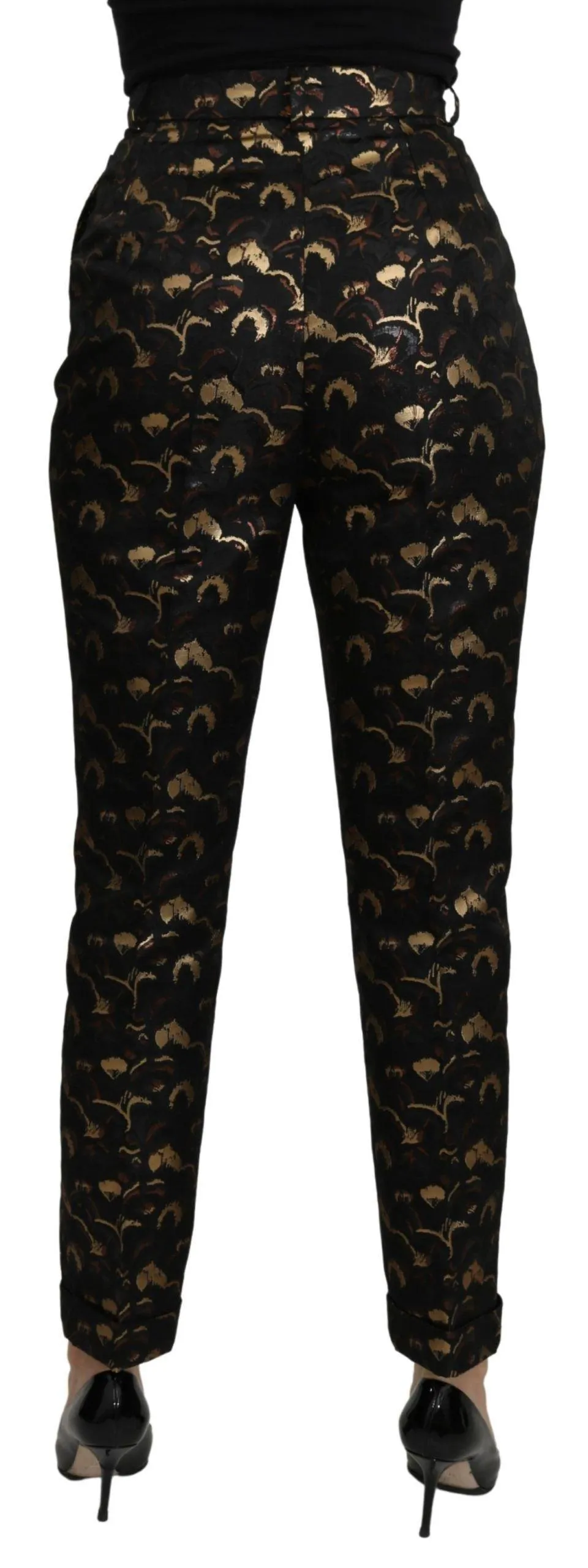 Dolce & Gabbana Black Gold Brocade High Waist Pants