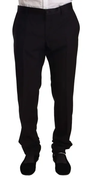 Dolce & Gabbana Black Wool Formal Tuxedo Trouser Pants