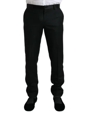 Dolce & Gabbana Black Wool Slim Fit Formal Trouser Dress Pants