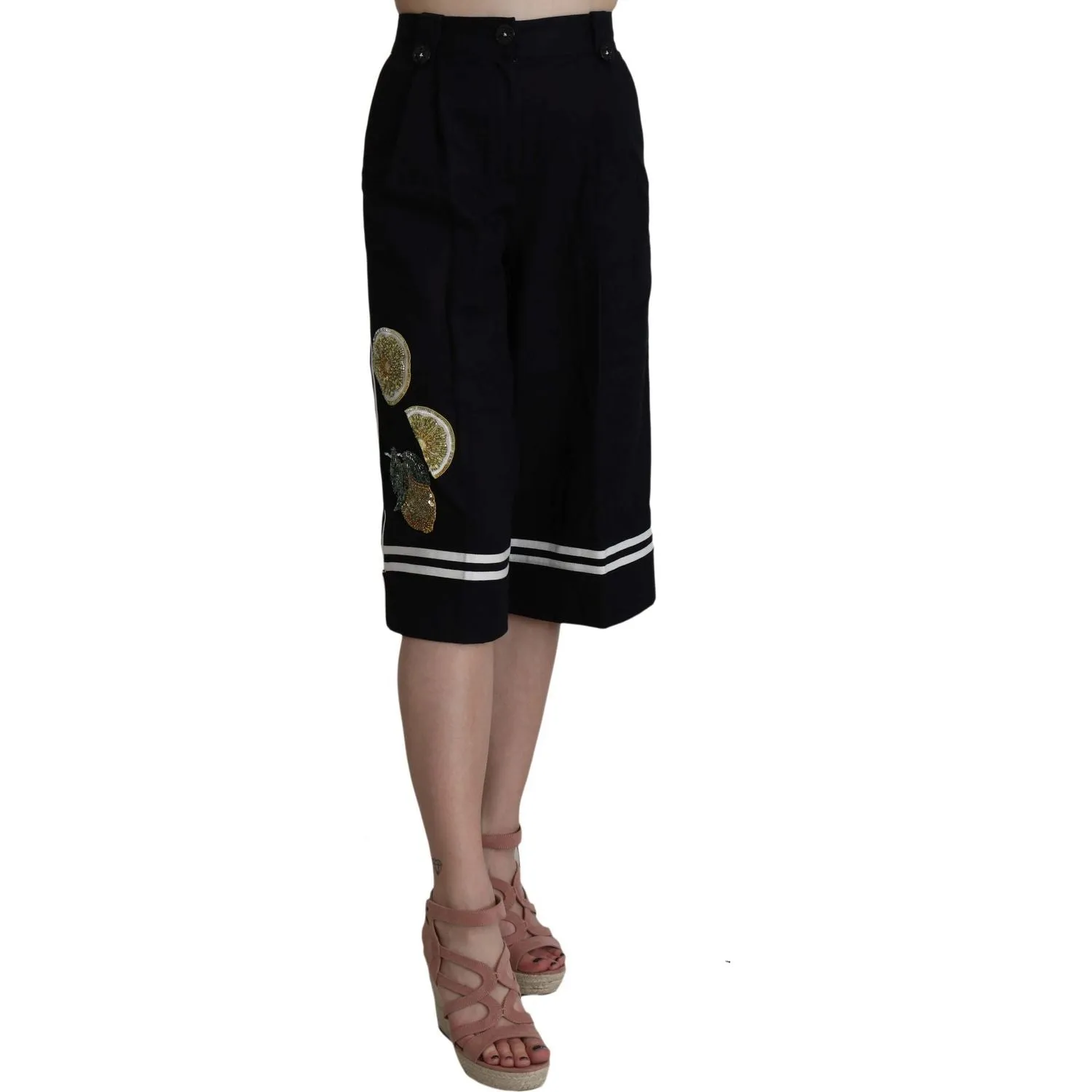 Dolce & Gabbana Elegant High Waist Black Cotton Pants