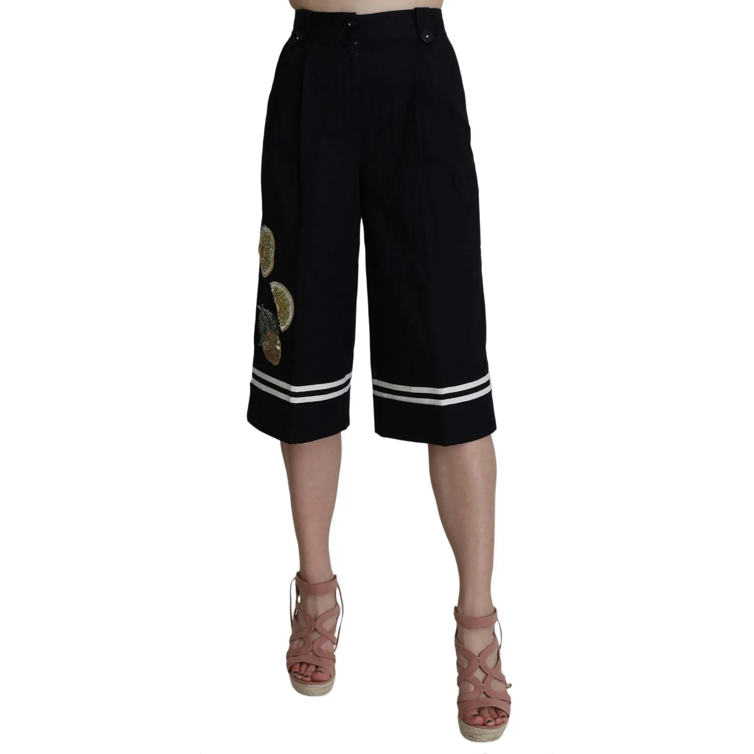 Dolce & Gabbana Elegant High Waist Black Cotton Pants