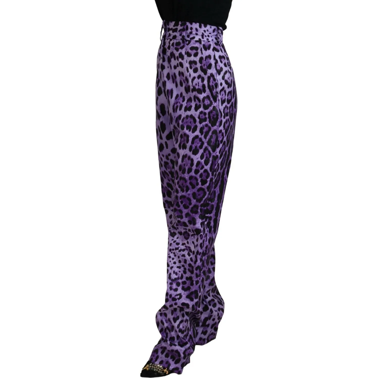 Dolce & Gabbana Elegant High Waist Straight Purple Pants