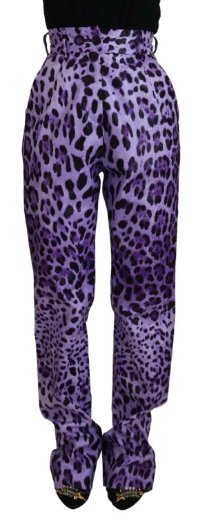 Dolce & Gabbana Elegant High Waist Straight Purple Pants