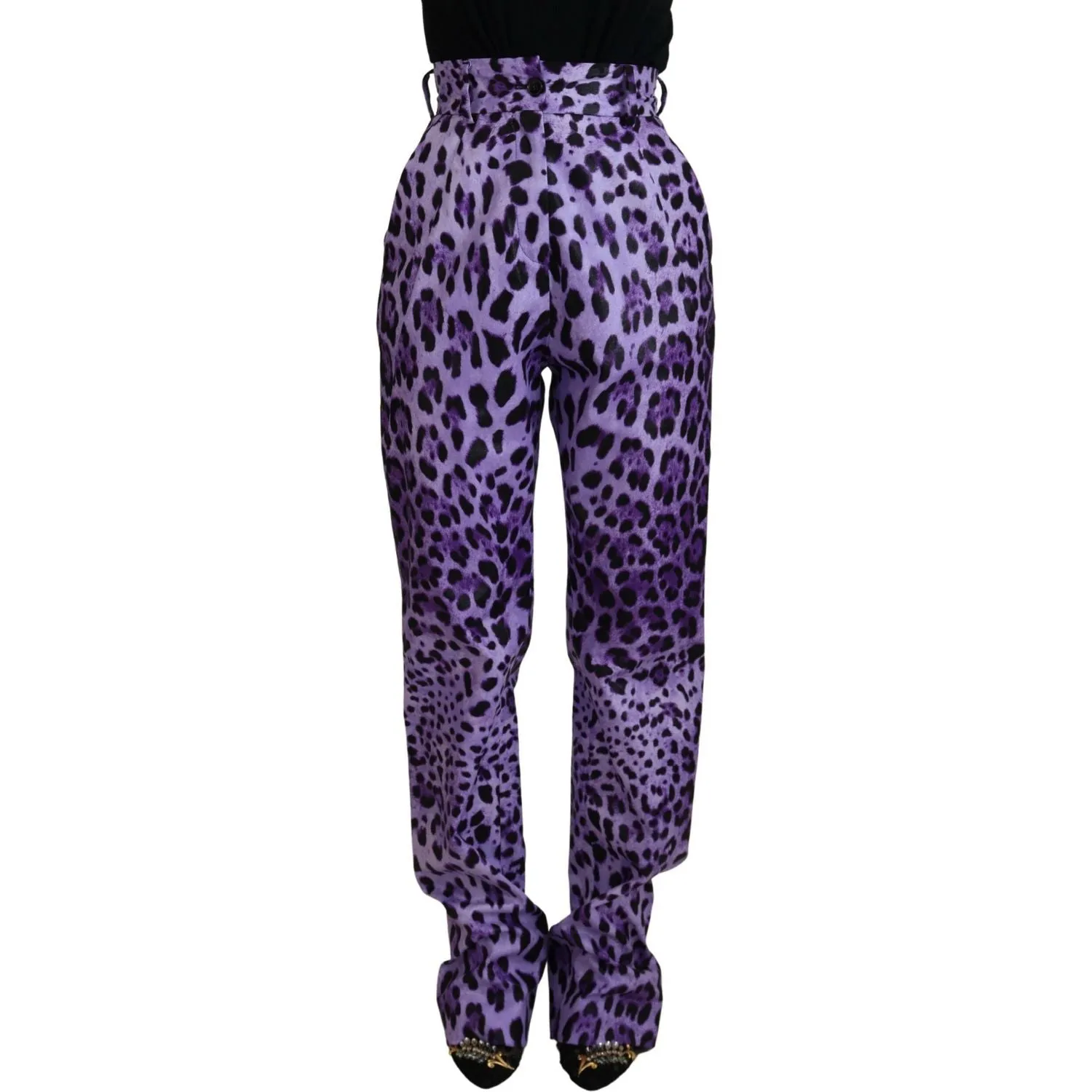 Dolce & Gabbana Elegant High Waist Straight Purple Pants