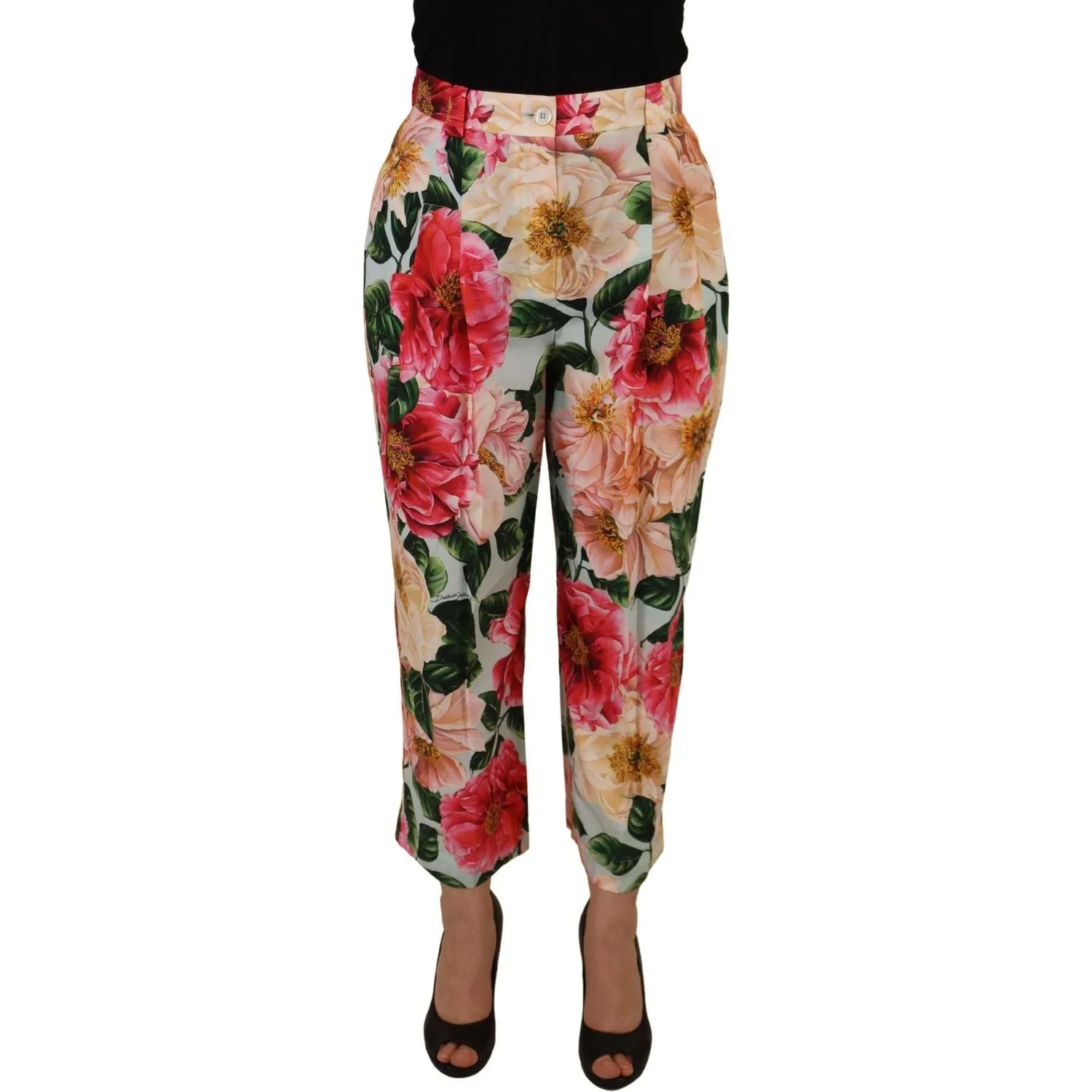 Dolce & Gabbana Exquisite Silk High Waist Pants