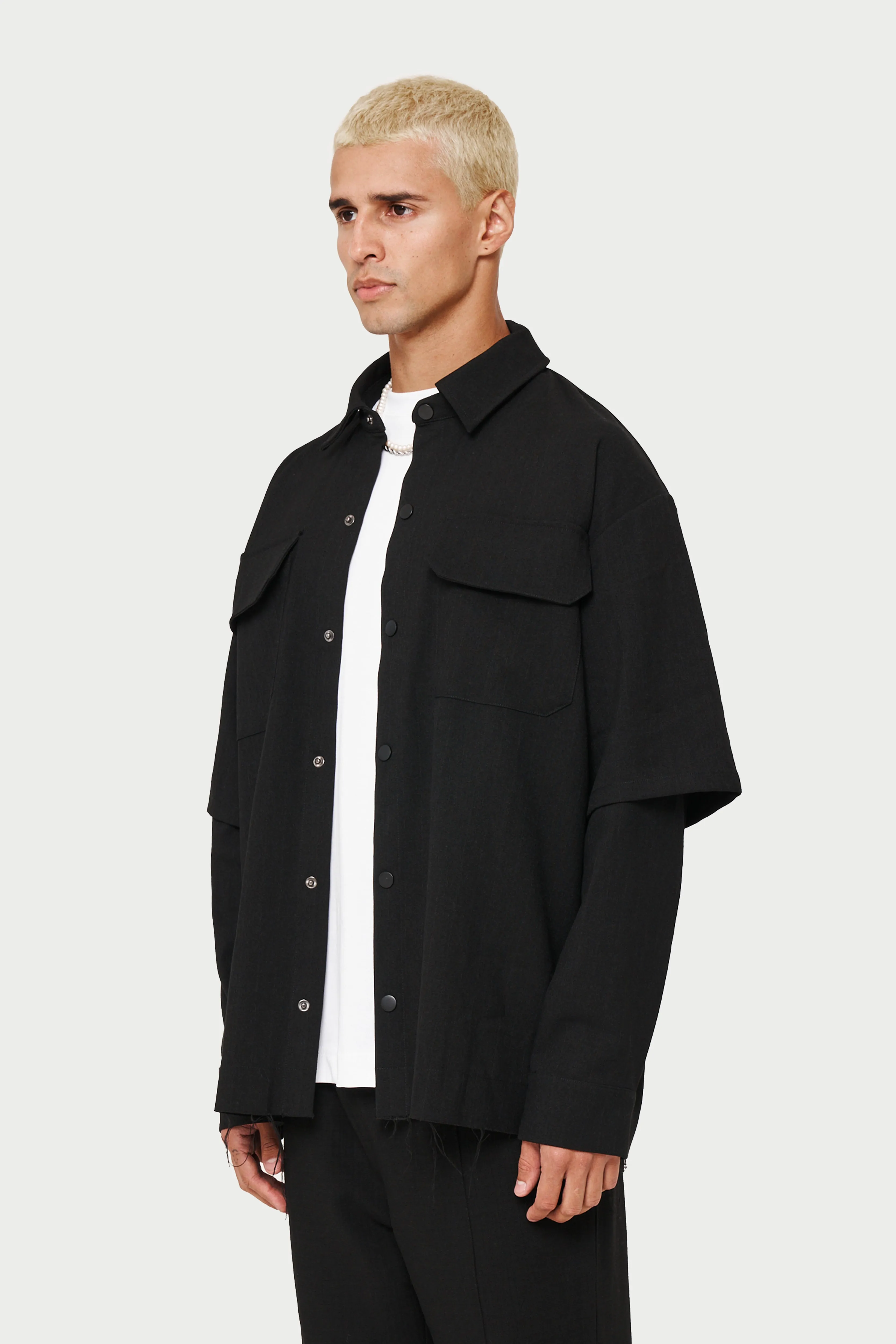 DOUBLE LAYER SHIRT - BLACK