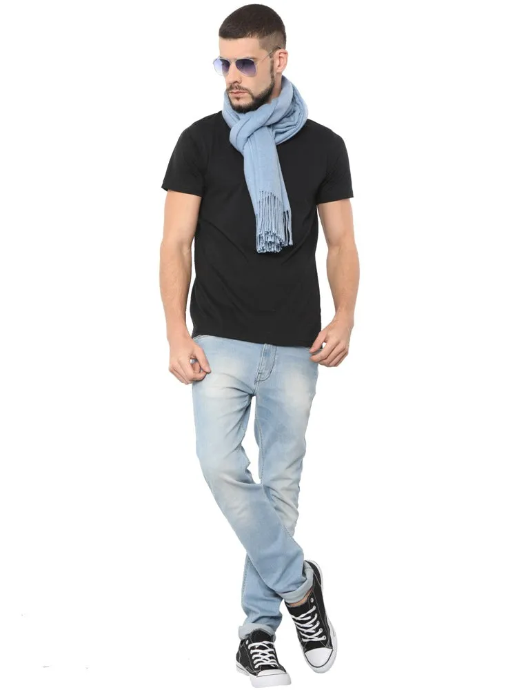 FabSeasons Solid Sky Blue cashmere Scarf