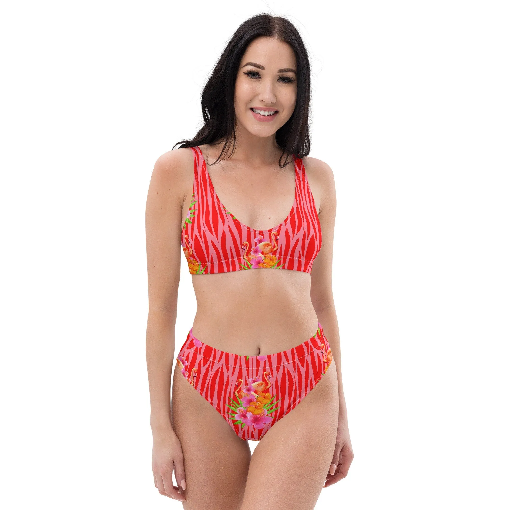 Fabulous Flamingos Women's High Waist Bikini Swimsuit Set