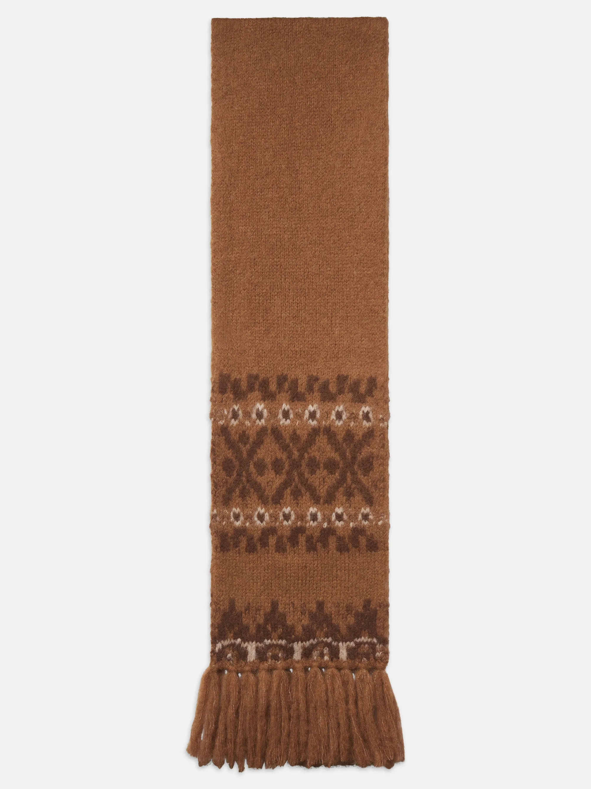 Fair Isle Scarf -- Camel Multi