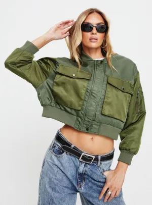 Fashionkova Milener Utility Bomber Jacket Olive