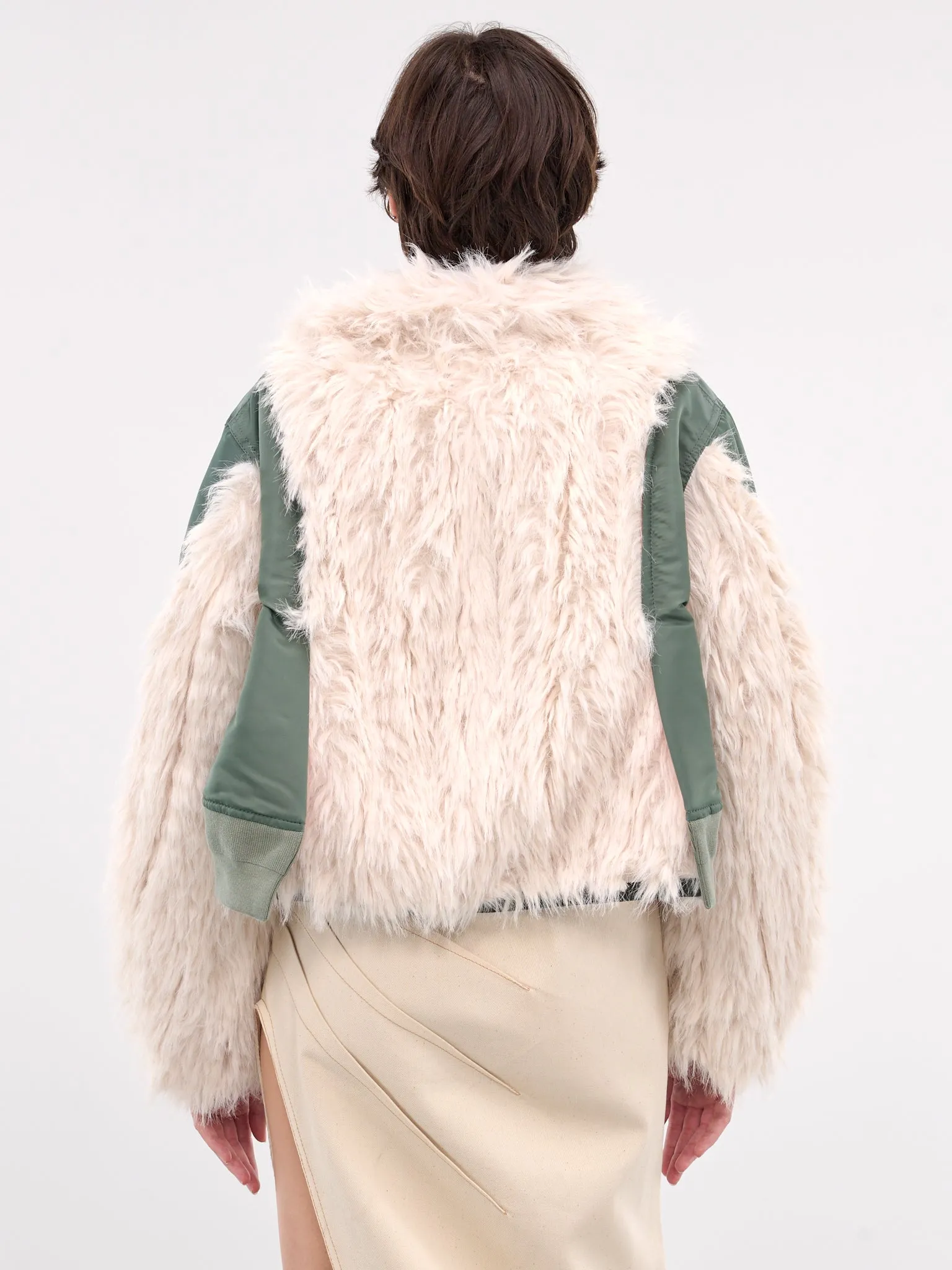 Faux Fur x Nylon Twill Blouson (24-07604-063-ECRU-KHAKI)