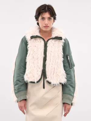 Faux Fur x Nylon Twill Blouson (24-07604-063-ECRU-KHAKI)