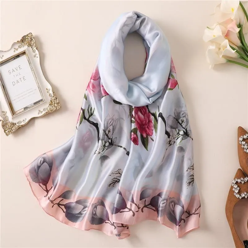 Floral Print Silk Scarf