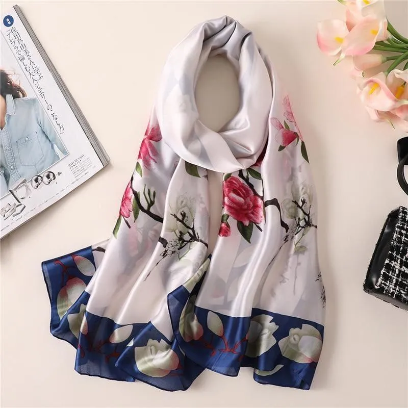 Floral Print Silk Scarf