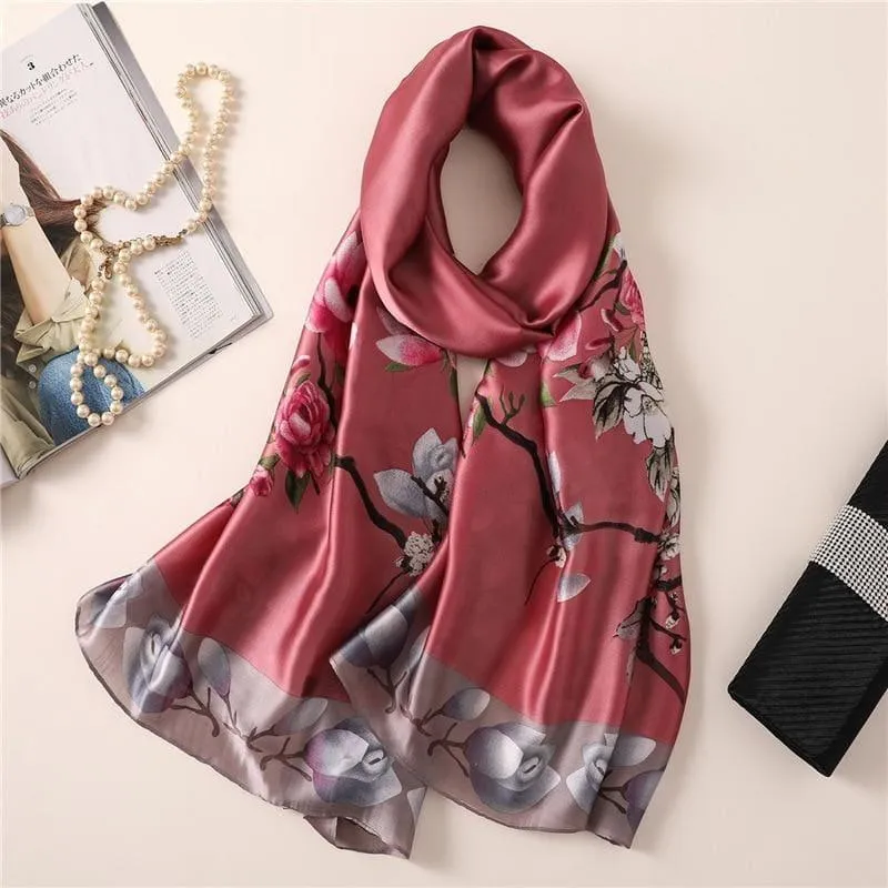 Floral Print Silk Scarf