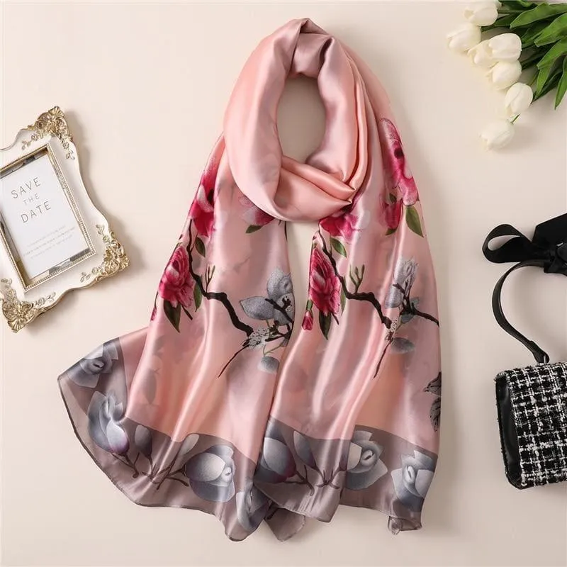 Floral Print Silk Scarf