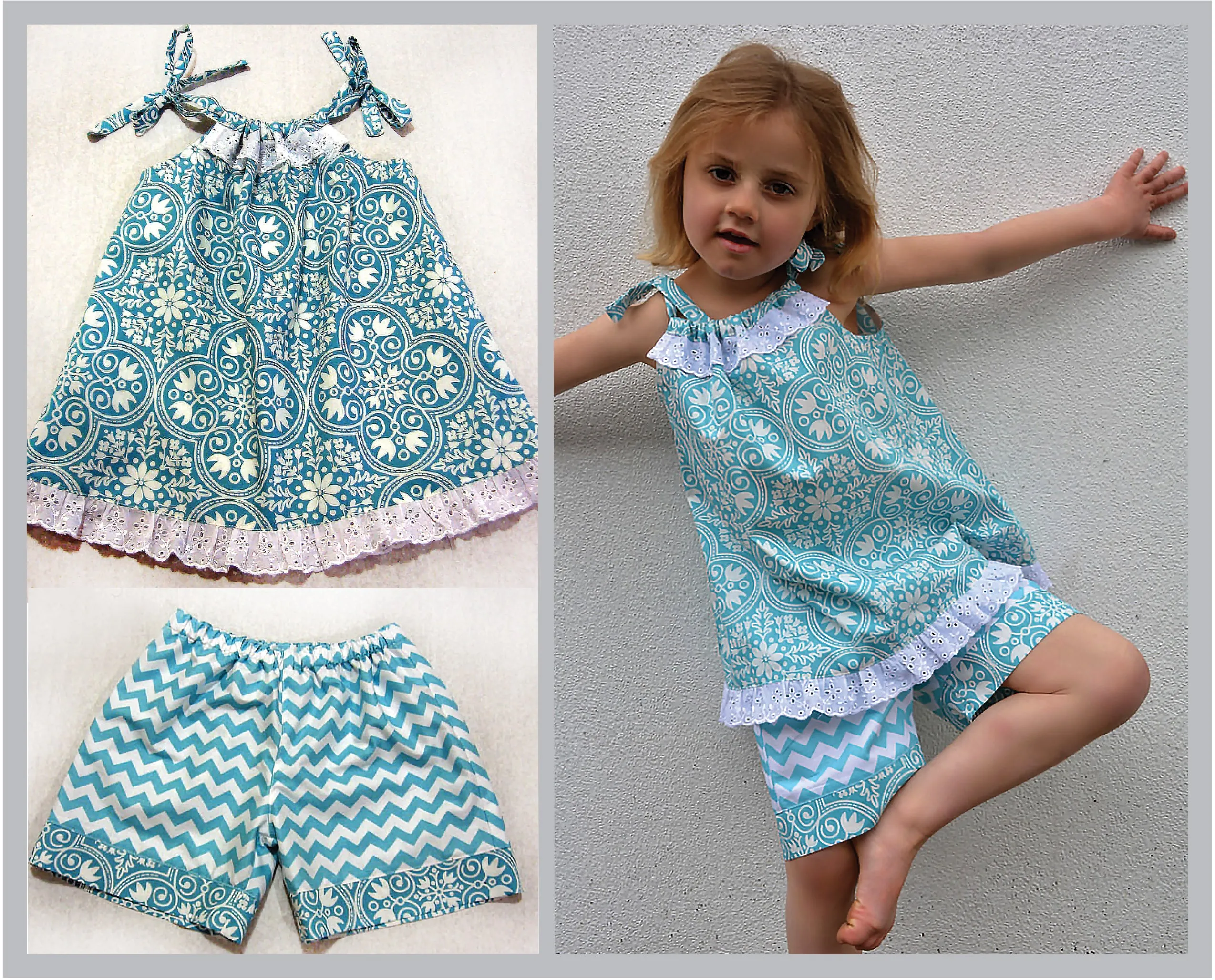 Flutter sleeve girls dress & romper sewing pattern Peachy Dress & Playsuit sizes 2-14 years