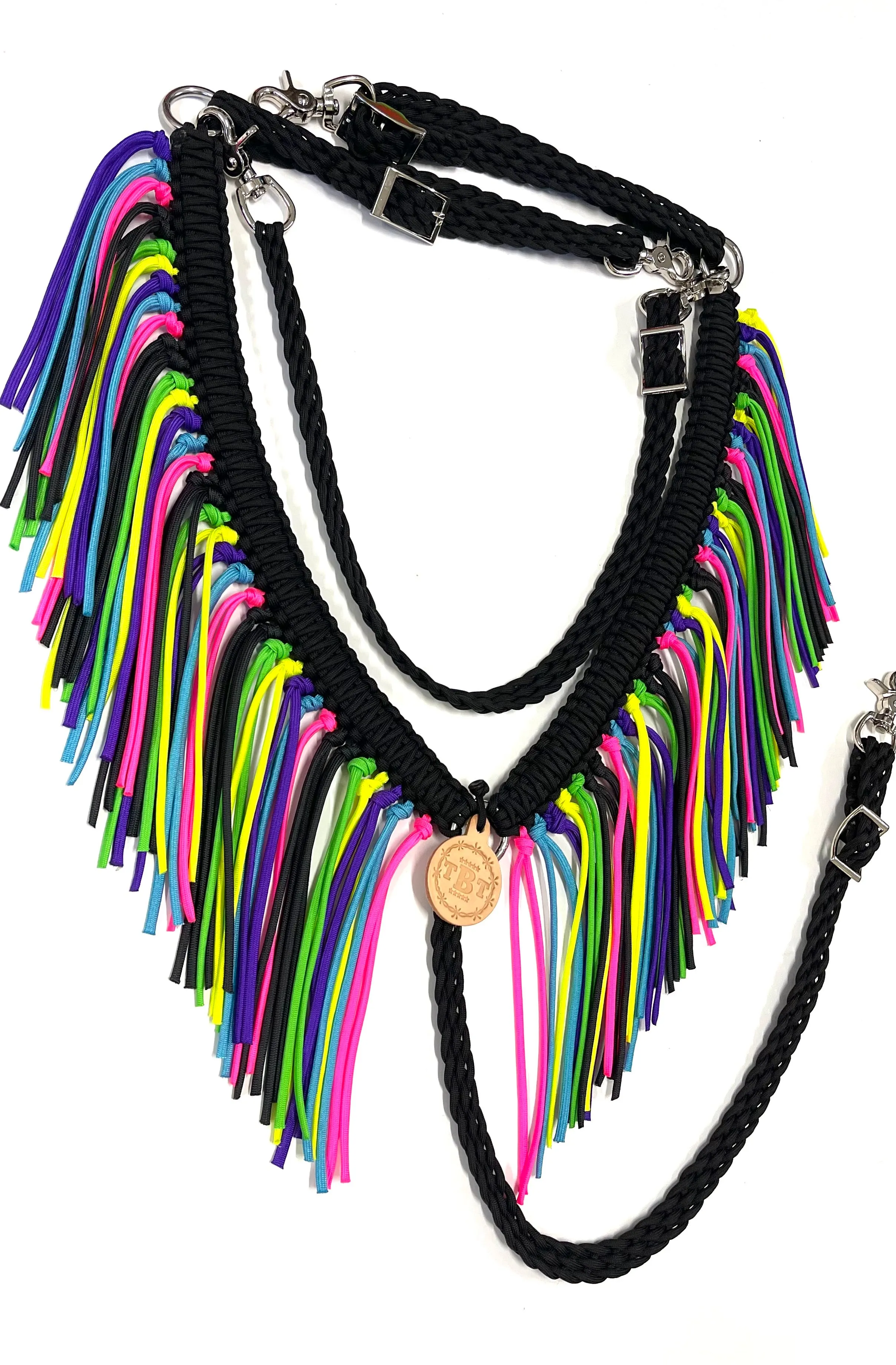 fringe breast collar neon with a wither strap