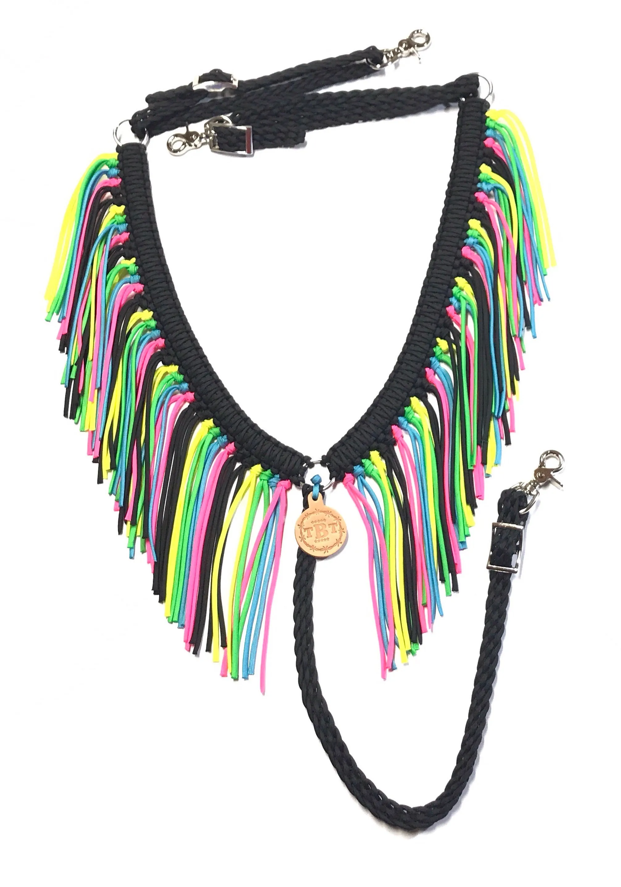 fringe breast collar neon with a wither strap