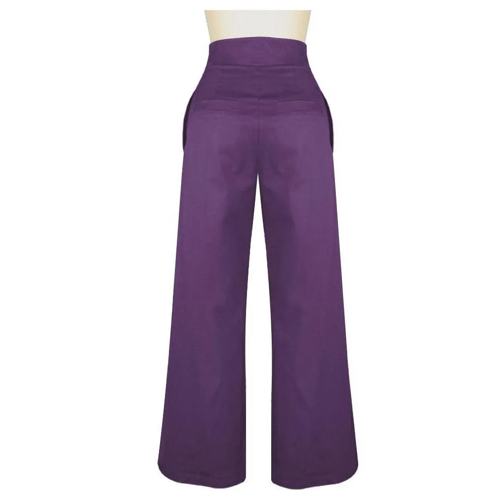 Garbo Pleated High Waist Pants in Purple