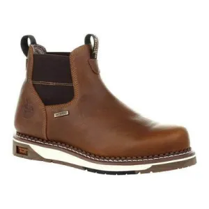 Georgia Boot Men's GB00353 Wedge Steel Toe Waterproof Chelsea Boot Brown Full