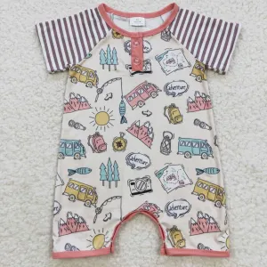 girls cartoon bus short sleeve onesie SR0394