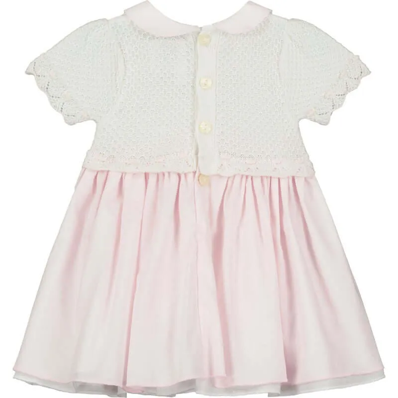 Girls Pink Lace Effect Dress