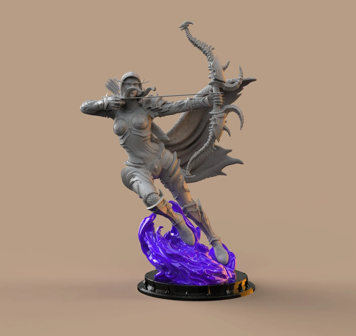 H044 - Games Character design, The Windrunner Female Statue art, 3D model design printable download files