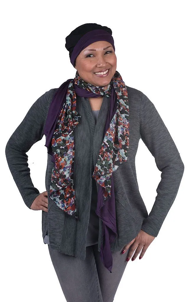 Handkerchief Scarf - Purple Impression with Purple Haze Jersey Knit