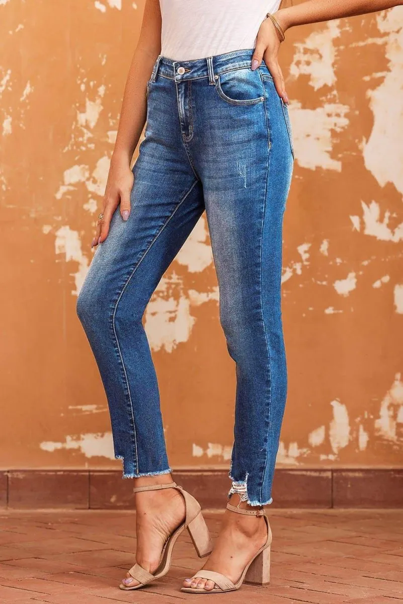 Hannah Casual Distressed Ankle Skinny Jeans