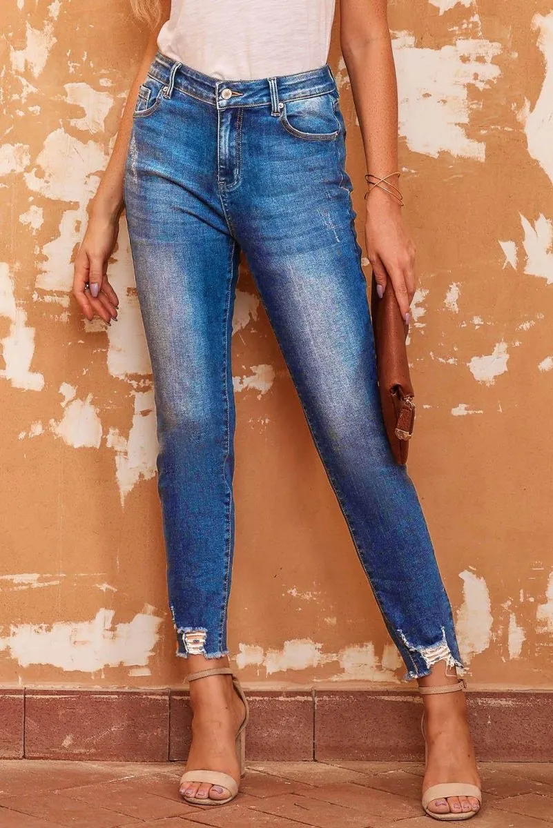 Hannah Casual Distressed Ankle Skinny Jeans