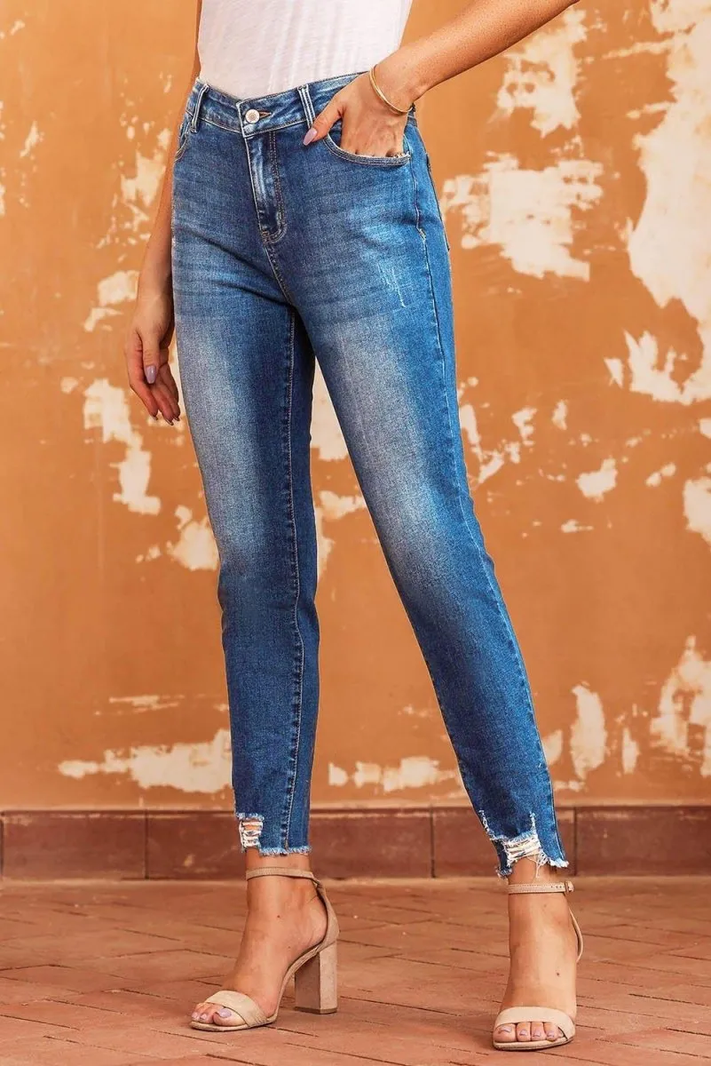 Hannah Casual Distressed Ankle Skinny Jeans