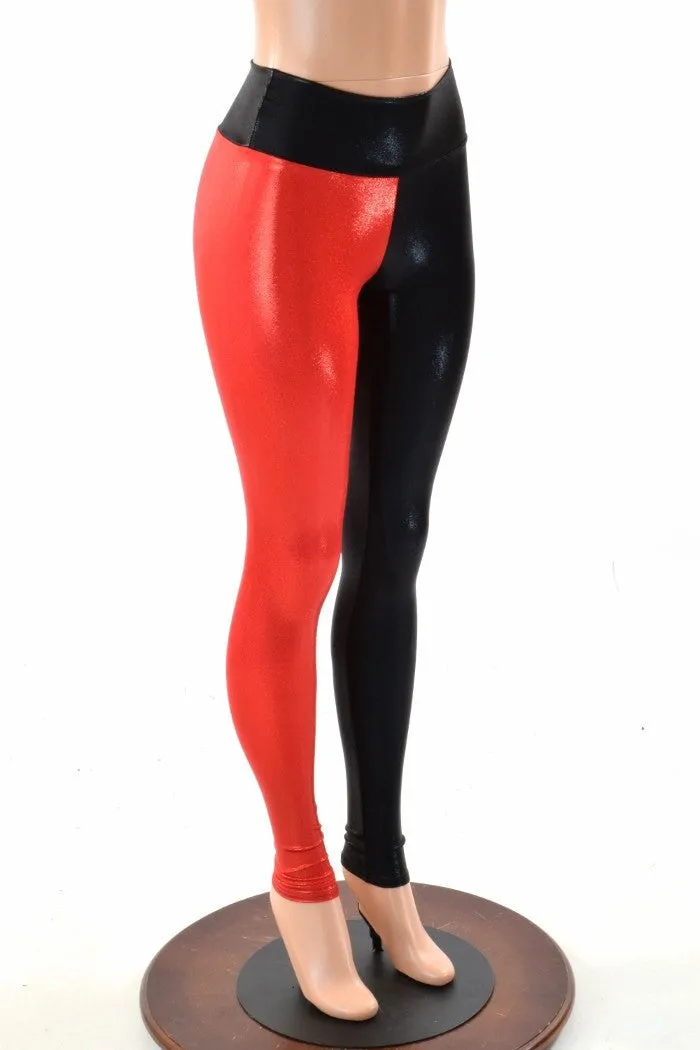 Harlequin Red & Black High Waist Leggings