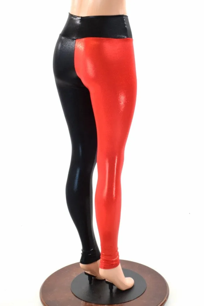 Harlequin Red & Black High Waist Leggings