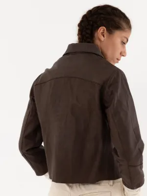 Hazel Brown Little Leather Jacket