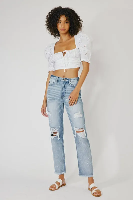 HIGH RISE SLIM STRAIGHT JEANS