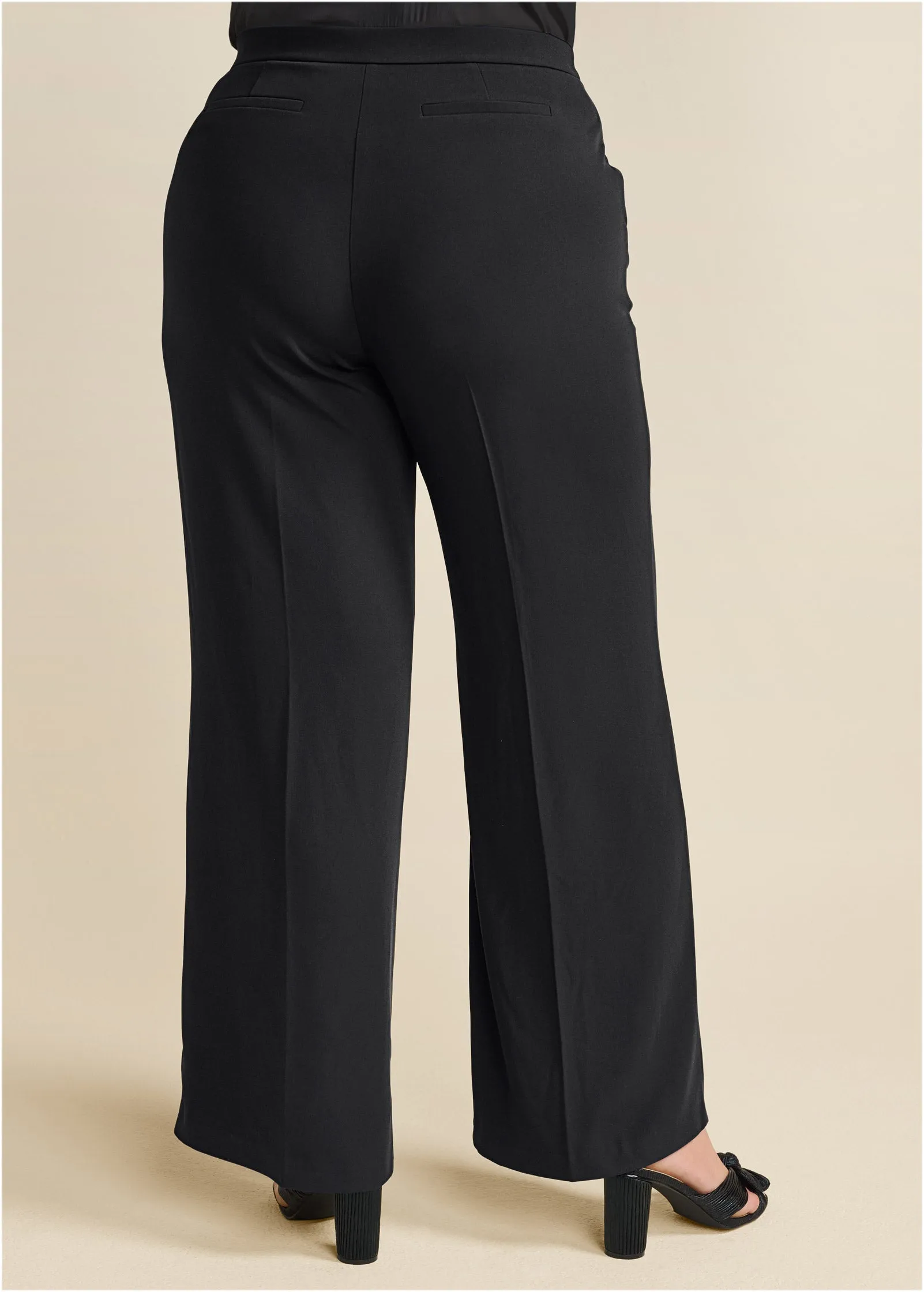 High-Rise Wide Leg Trousers - Black