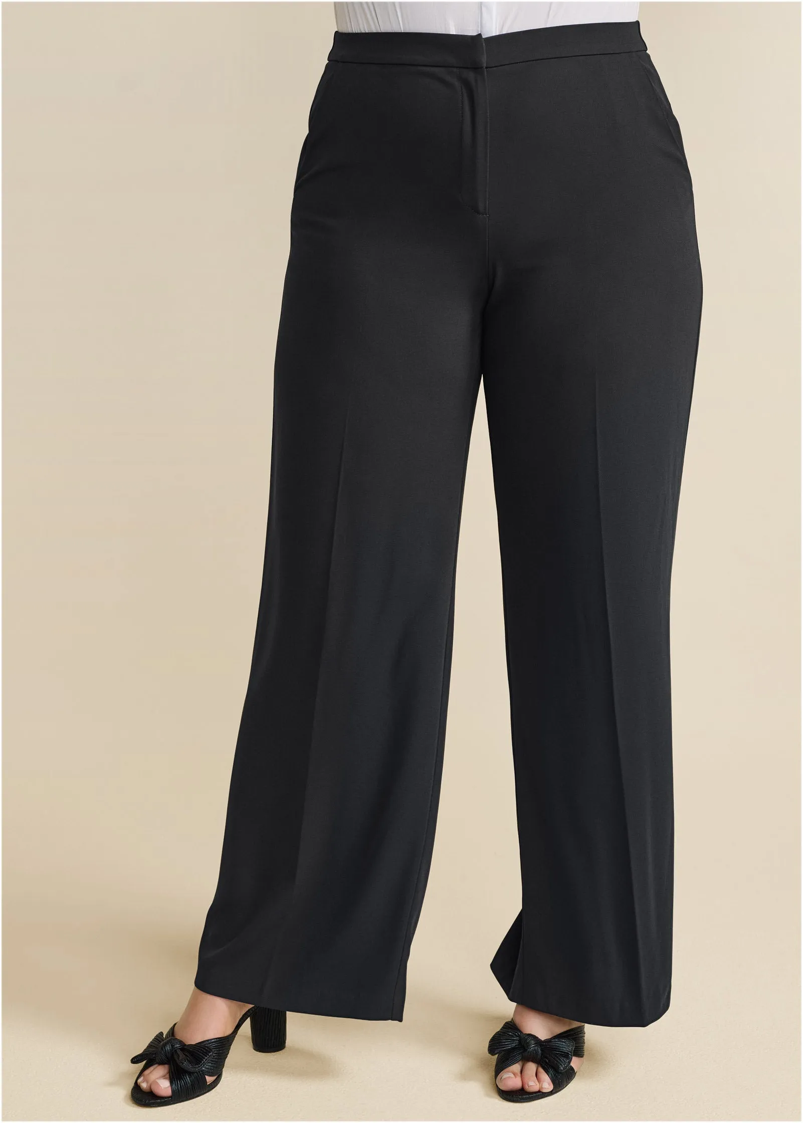 High-Rise Wide Leg Trousers - Black