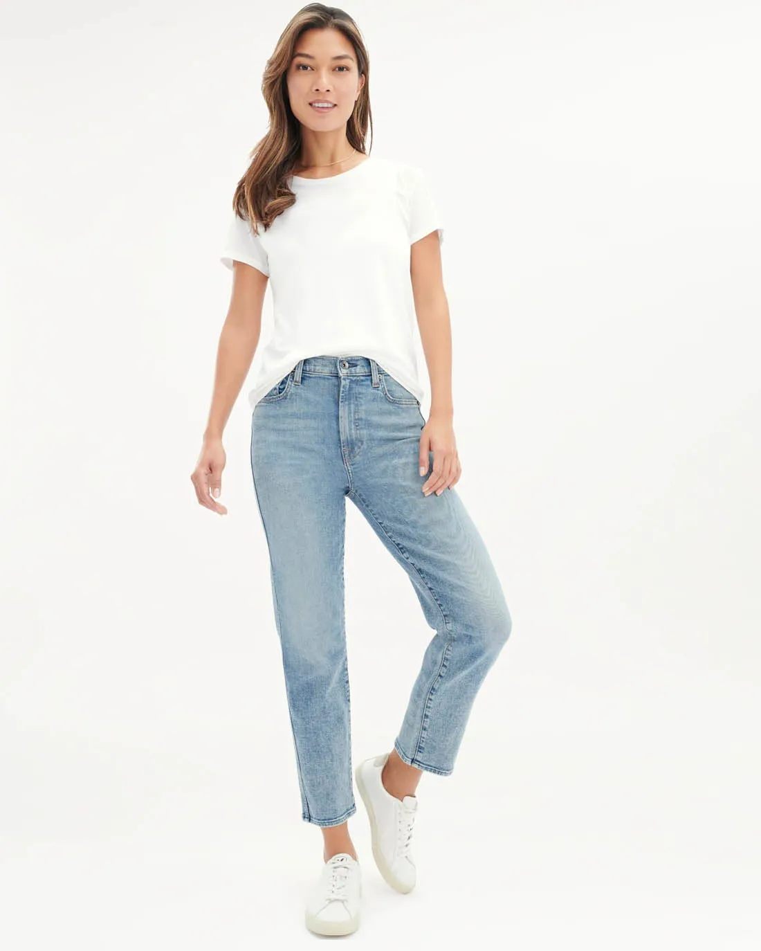 High Waist Crop Straight Jeans