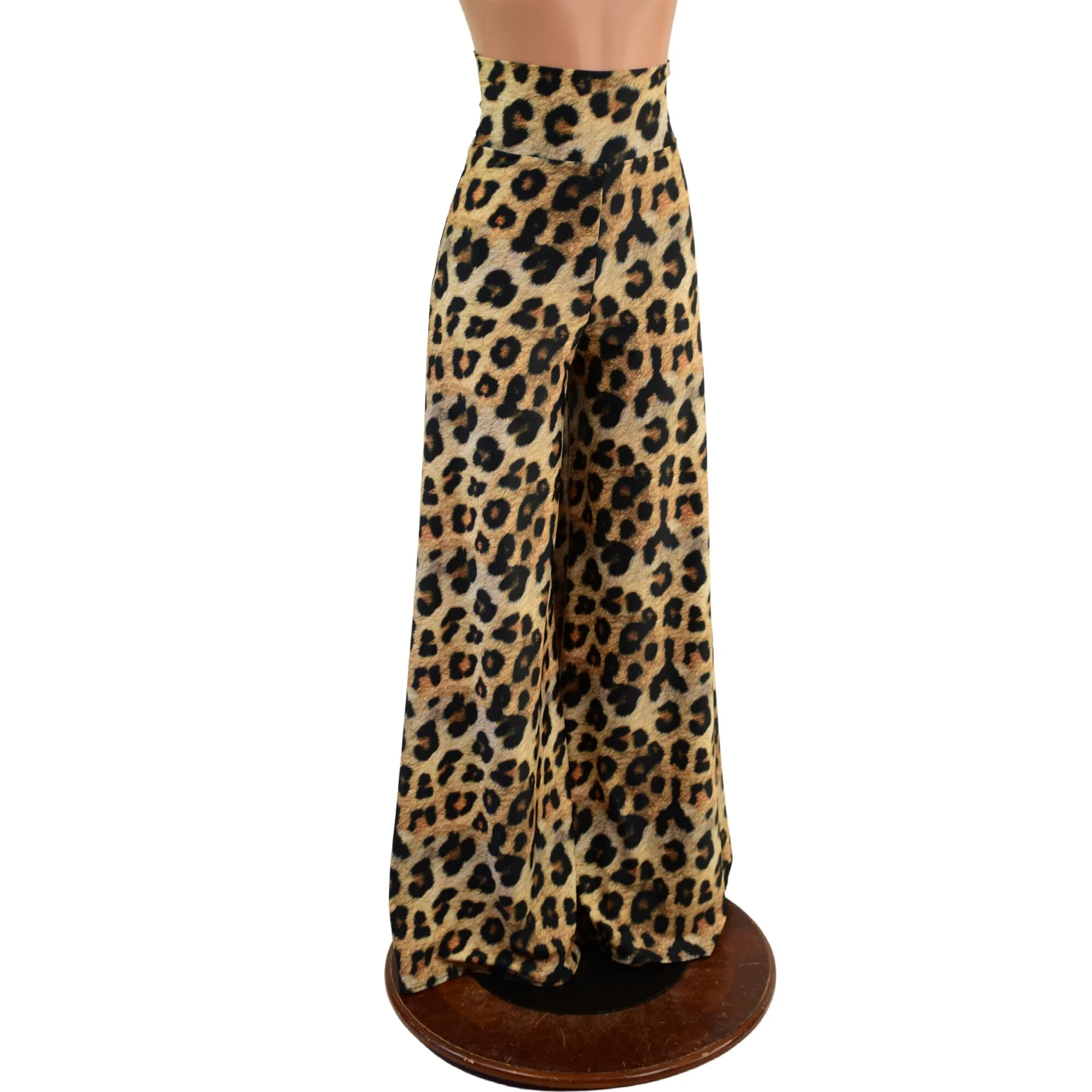 High Waist Leopard Print Wide Leg Pants