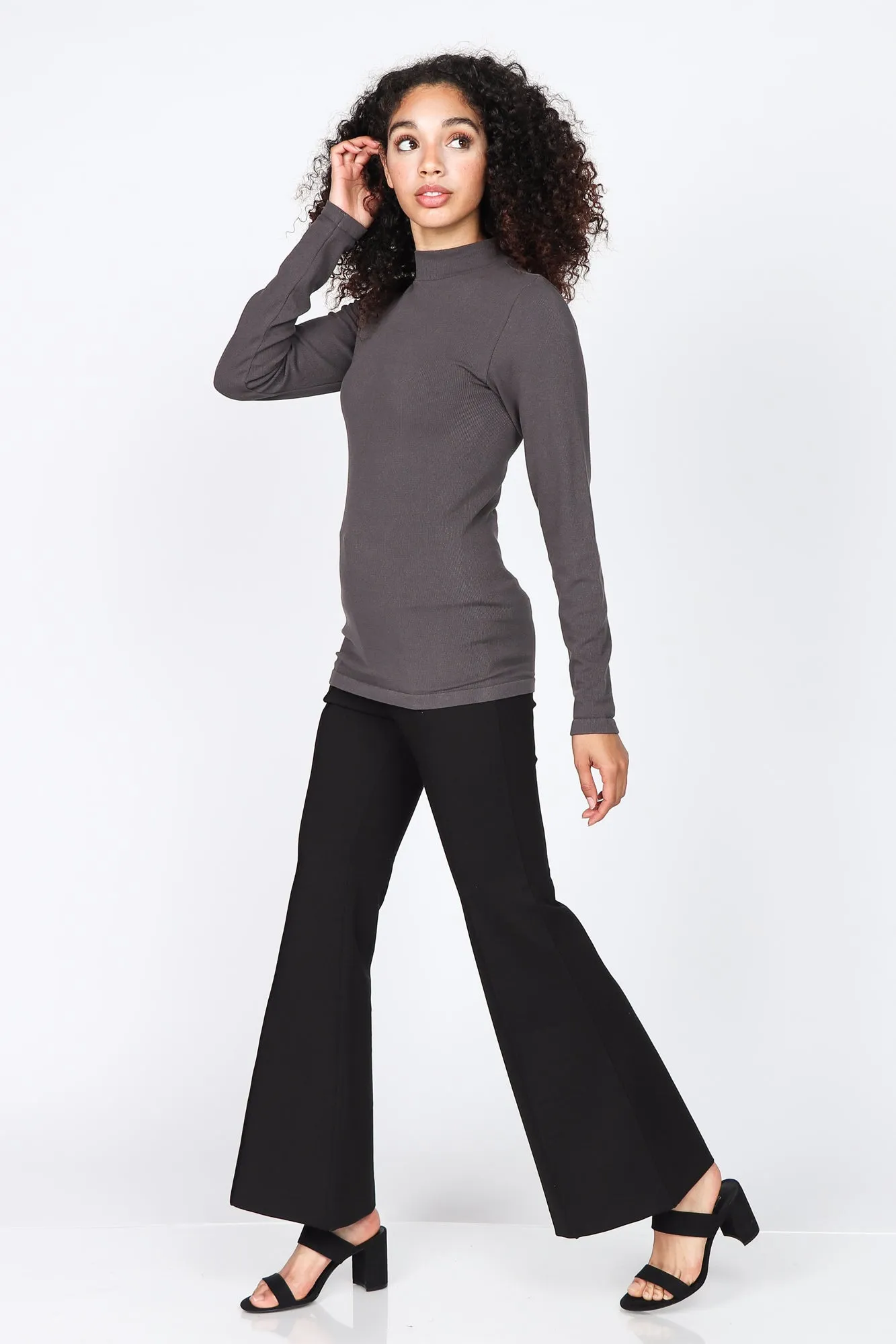 High Waist Ponte Bell Bottom Pants