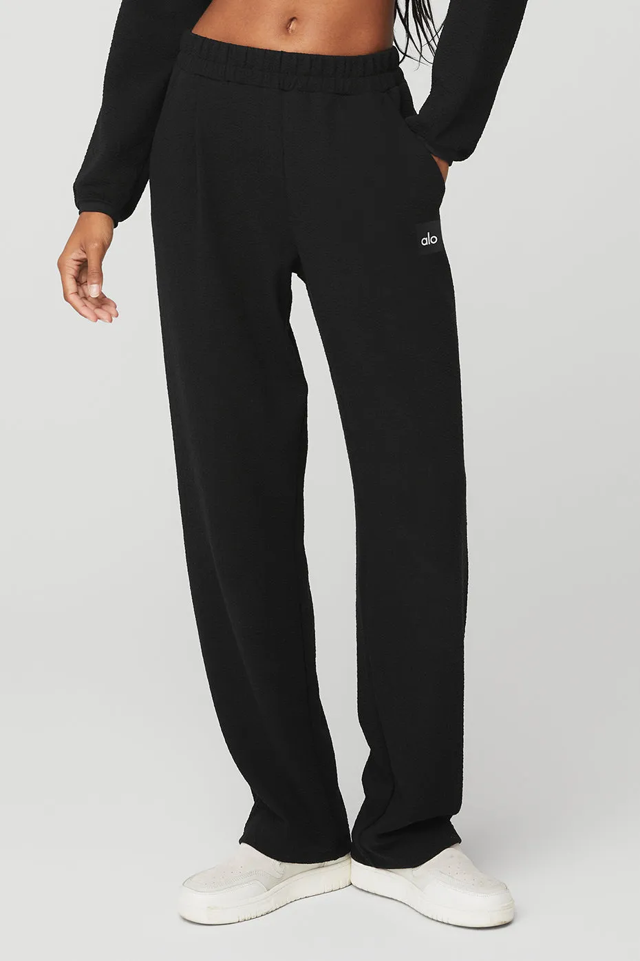 High-Waist Tailored Sweatpant - Black