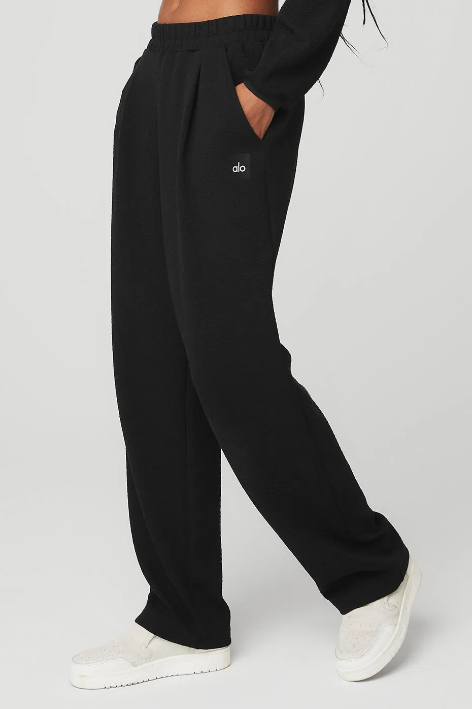 High-Waist Tailored Sweatpant - Black