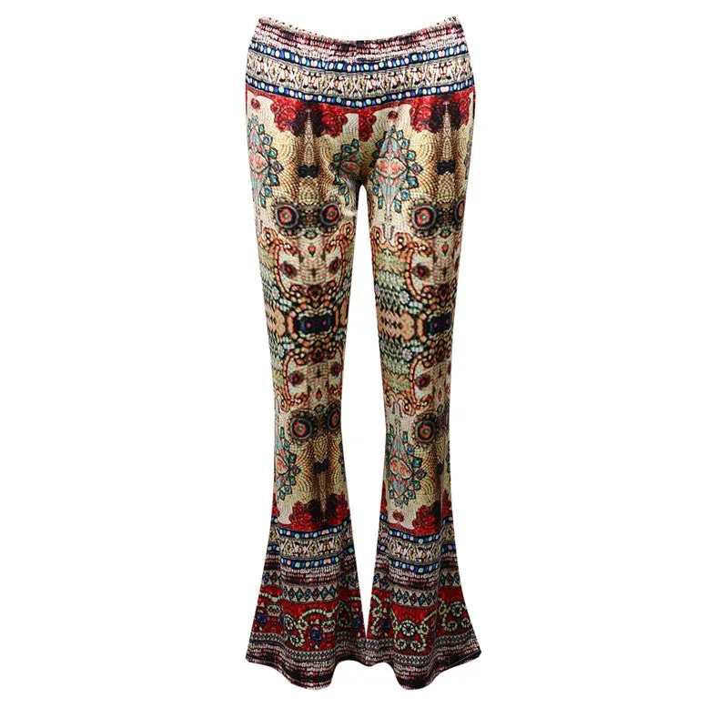 Hippie Elastic Stretch Boho Flare Pants