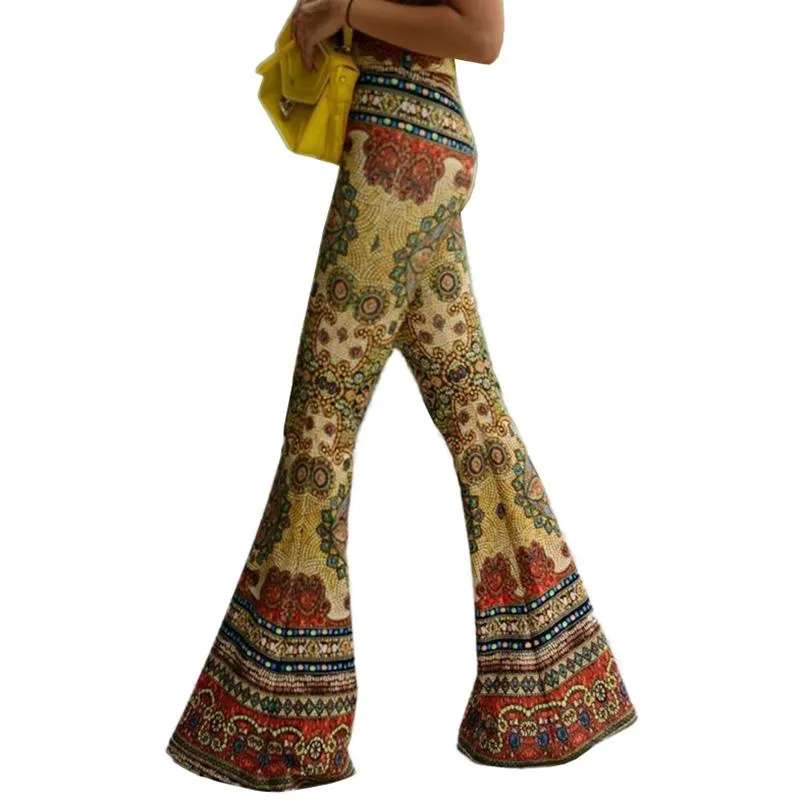 Hippie Elastic Stretch Boho Flare Pants