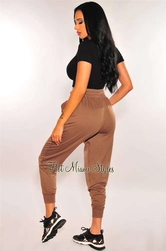 HMS Lounge: Toffee Drawstring High Waist Jogger Pants